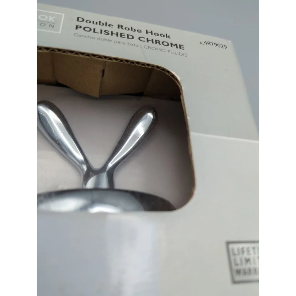 Oakbrook Collection Double Robe Hook‎ Polished Chrome Zinc 2 in Hook 30 lb